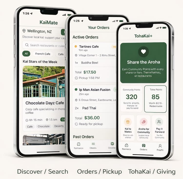 KaiMate mobile app shown on iPhone